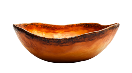 Textured ceramic bowl, isolated object, cut out transparent