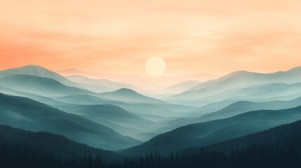 Obraz premium Sunrise view over a vast mountain range.