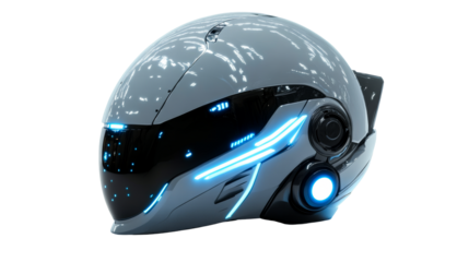 Modern futuristic helmet, cut out transparent