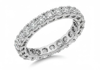Diamond eternity ring in white gold isolated on white background