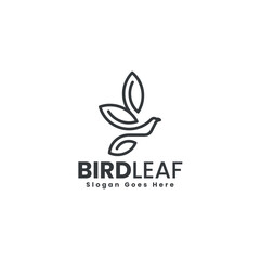 BirdLeaf Minimal Nature Logo Outline Style