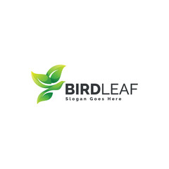 BirdLeaf Green Nature Logo – Colorful gradient style