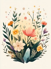 Bouquet of spring tulips and roses in a floral vector illustration