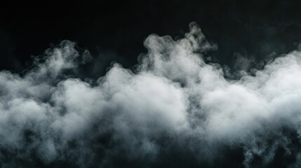 Fototapeta premium Set realistic cloud fog isolated on black background