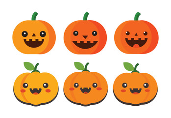 Cute kawaii pumpkin vector illustration for Halloween