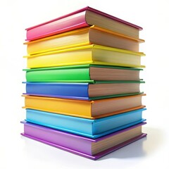 Stack Of Colorful Books Education And Reading Concept On White Background