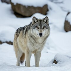 Obraz premium gray wolf in snow
