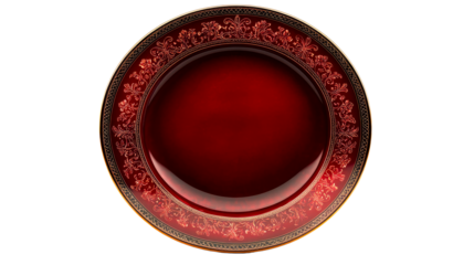 Red ornate plate, cut out transparent