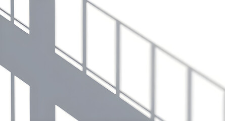 Fototapeta premium Window Frame Shadows on White Wall: Abstract Geometric Light Pattern