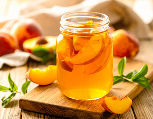 Peach Honey Tea in Clear Glass Jar
