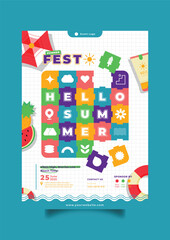 Hello Summer Festival Event Poster Template