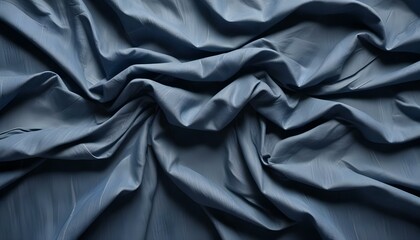 Obraz premium Intricate folds of elegant blue fabric, forming a beautiful abstract textured background.
