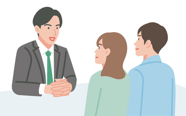 お客さんと打ち合わせするビジネスマン