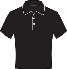 Naklejka premium Vector Illustration of a Classic Polo Shirt Icon Black and White Outline Style.