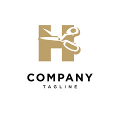 Letter H Scissor Logo Icon Vector