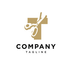 Letter T Scissor Logo Icon Vector