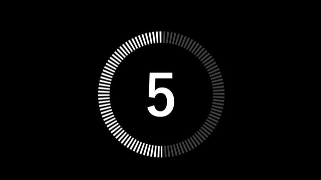 10-Second Dashed Circle Countdown - Smooth Timer Animation white dashes circle 4k HD