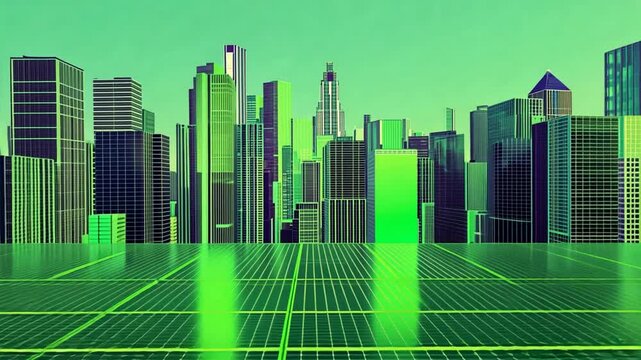 Vibrant Metropolis: A modern city skyline gleams with an electric, futuristic aesthetic. Clean lines of skyscrapers stretch toward the sky, exuding dynamism and urban energy.