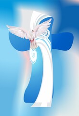 composition with cross and holy spirit