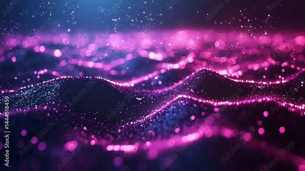 Aufkleber purple and blue background with radiant highlights showcasing a unique glitch effect creating a capt