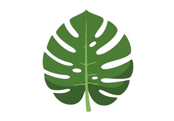 Flat vector cartoon of a Monstera leaf 