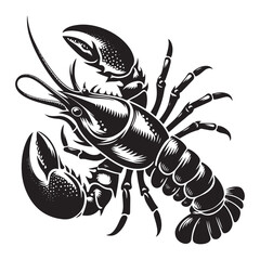 Seafood lobster vector silhouette illustration