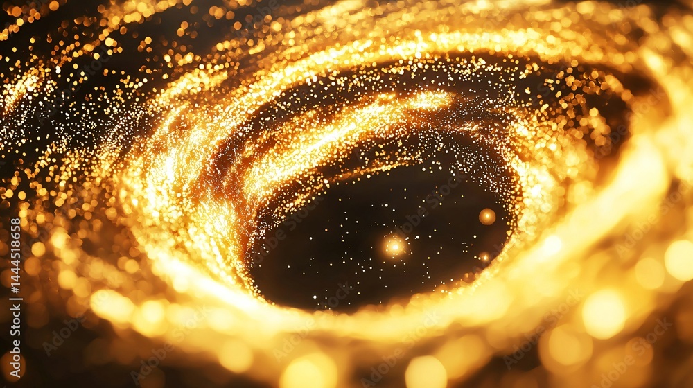 Aufkleber captivating spiral of gold glitter representing cosmic wonders in a mesmerizing display of light and