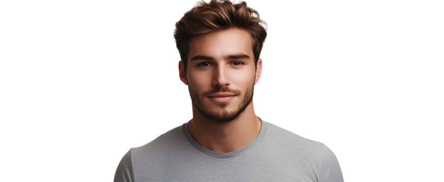 A happy man in his late thirties, with brown hair and stubble, wearing a grey hoodie that is pulled up over his head, covering most of it and showing off a white t-shirt underneath 