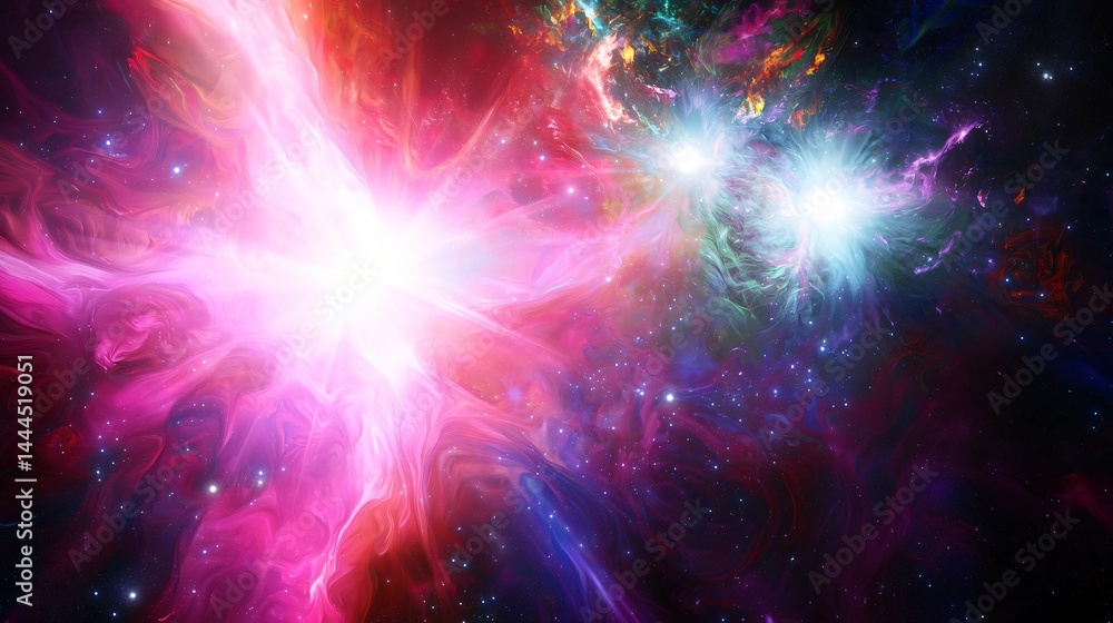 Poster captivating nebula filled with cosmic colors and light echoes creating an exquisite display of celes