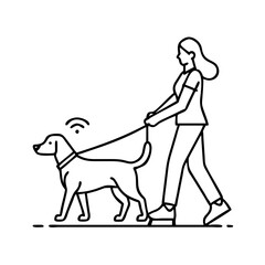 dog walking icon, dog walking line art - simple line art of dog walking, perfect for dog walking logos and icons