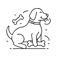dog with bone icon, dog with bone line art - simple line art of dog with bone, perfect for dog with bone logos and icons