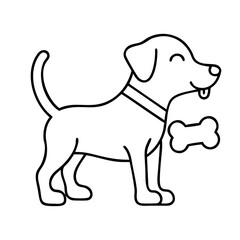 dog with bone icon, dog with bone line art - simple line art of dog with bone, perfect for dog with bone logos and icons
