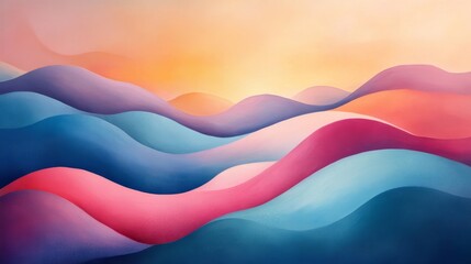 Fototapeta premium Abstract landscape design with colorful waves.