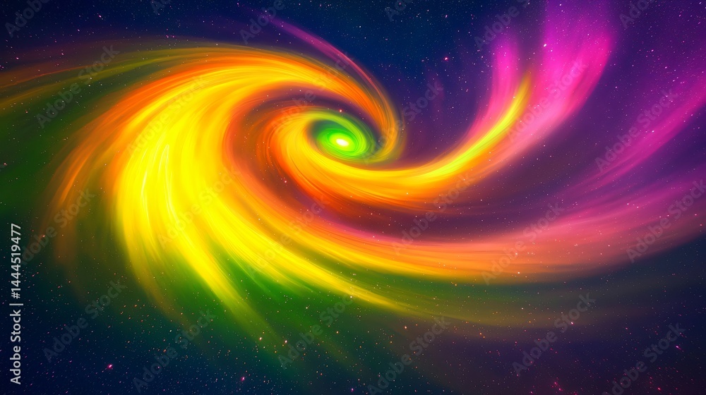 Poster enchanting colorful swirl in the sky displaying vibrant energy fields and dreamlike neon aurora patt