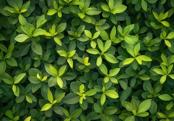 Lush green foliage covering the ground in a dense arrangement during the daytime