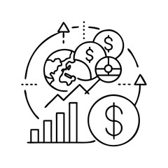 economic equity icon, economic equity line art - simple line art of economic equity, perfect for economic equity logos and icons