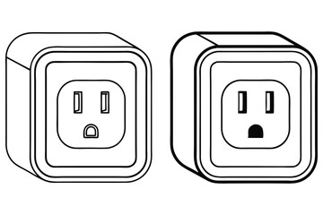 Two electrical outlets with a three prong design are placed side by side using a transparent background
