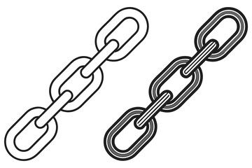 Two chain links showcase classic outline style and a shaded modern version in monochrome
