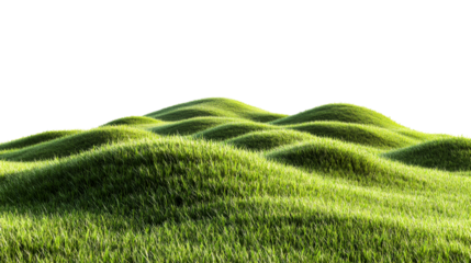 Green grassy hills landscape, cut out transparent