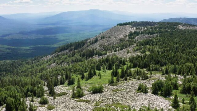 Southern Urals, Zyuratkul National Park: Bolshoy Uvan Mountain. Aerial view.