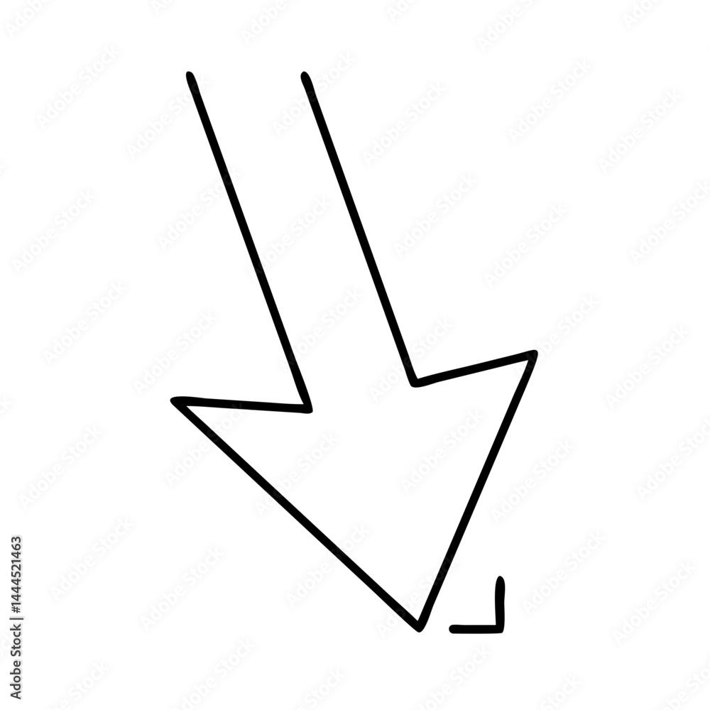 Poster falling arrow icon, falling arrow line art - simple line art of falling arrow, perfect for falling a