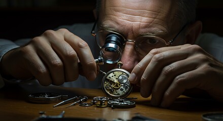Expert Watchmaker Carefully Repairs Antique Pocket Watch