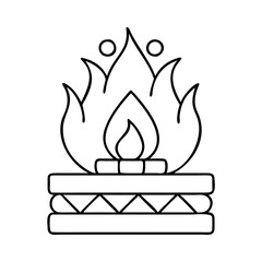 fire pit icon, fire pit line art - simple line art of fire pit, perfect for fire pit logos and icons