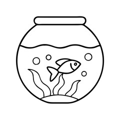 fish bowl icon, fish bowl line art - simple line art of fish bowl, perfect for fish bowl logos and icons