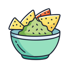 Guacamole with Tortilla Chips in a Bowl