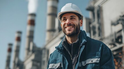 Smiling engineer at industrial plant