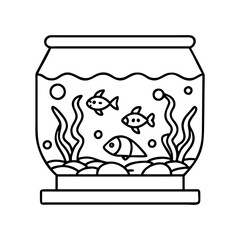 fish tank decoration icon, fish tank decoration line art - simple line art of fish tank decoration, perfect for fish tank decoration logos and icons