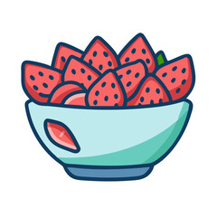  Bowl of Fresh Sliced Strawberries