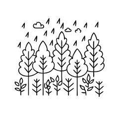 forest icon, forest line art - simple line art of forest, perfect for forest logos and icons