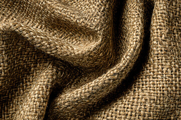Fototapeta premium Close up of burlap fabric texture background material sackcloth canvas jute textile weave fiber backdrop